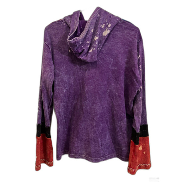 Boho Patch Work Long Sleeve Y2K  90s Full Zip Hoodie Top  Women's Size Large - Picture 5 of 9